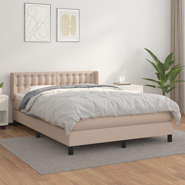 ARDEBO.de - Boxspringbett Matratze Cappuccino-Braun 140x200cm Kunstleder