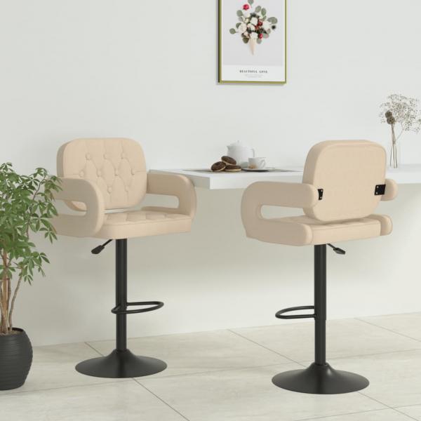ARDEBO.de - Barhocker 2 Stk. Creme Stoff