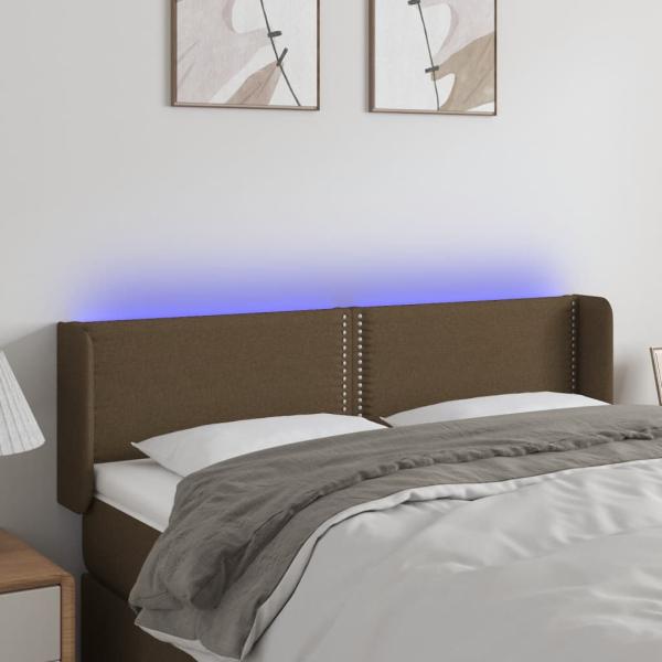 ARDEBO.de - LED Kopfteil Dunkelbraun 147x16x78/88 cm Stoff