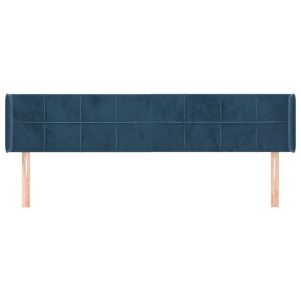 Kopfteil mit Ohren Dunkelblau 183x16x78/88 cm Samt