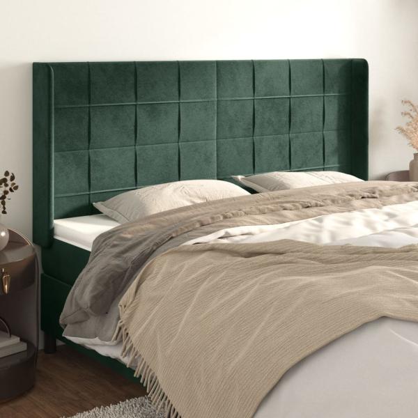 ARDEBO.de - Kopfteil mit Ohren Dunkelgrün 163x16x118/128 cm Samt