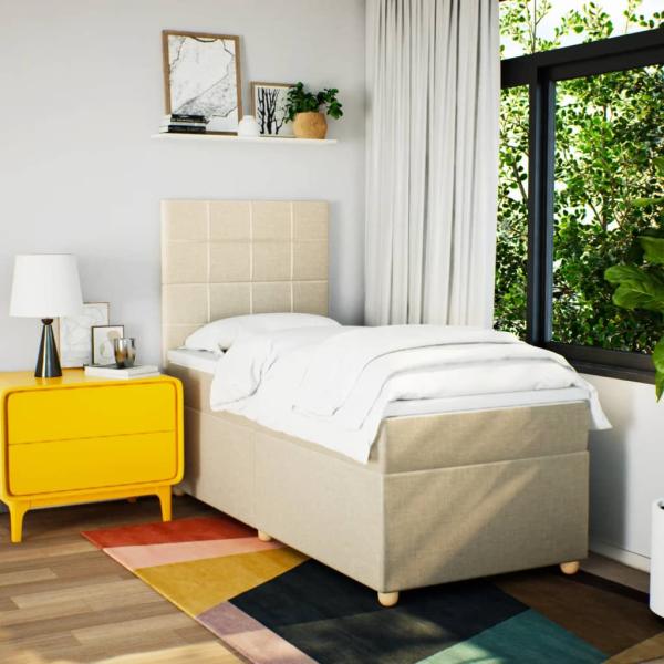 Boxspringbett mit Matratze Creme 80x200 cm Stoff