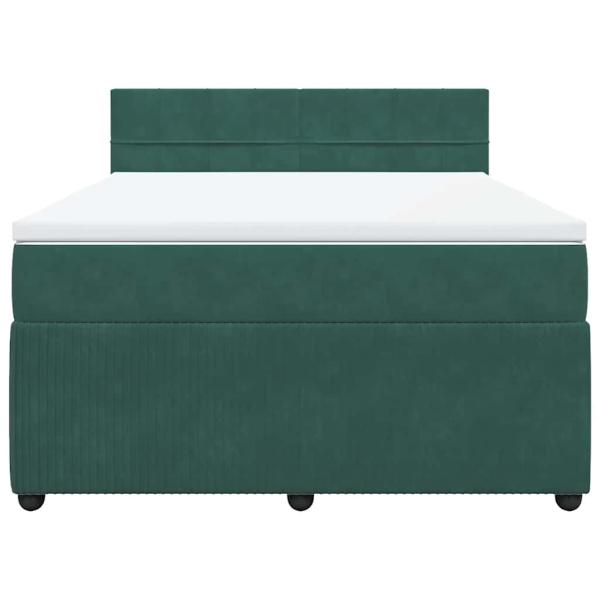Boxspringbett mit Matratze Dunkelgrün 160x200 cm Samt