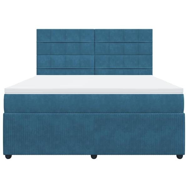 Boxspringbett mit Matratze Blau 180x200 cm Samt