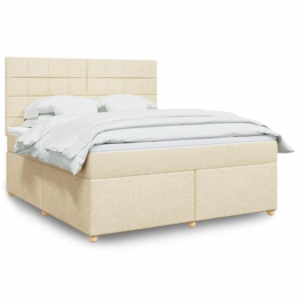 ARDEBO.de - Boxspringbett mit Matratze Creme 180x200 cm Stoff