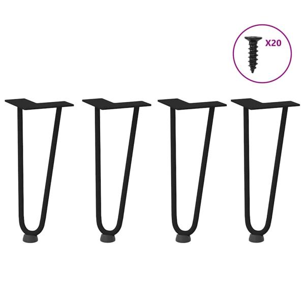 ARDEBO.de - Haarnadelbeine 4 Stk. Schwarz 30 cm Massivstahl