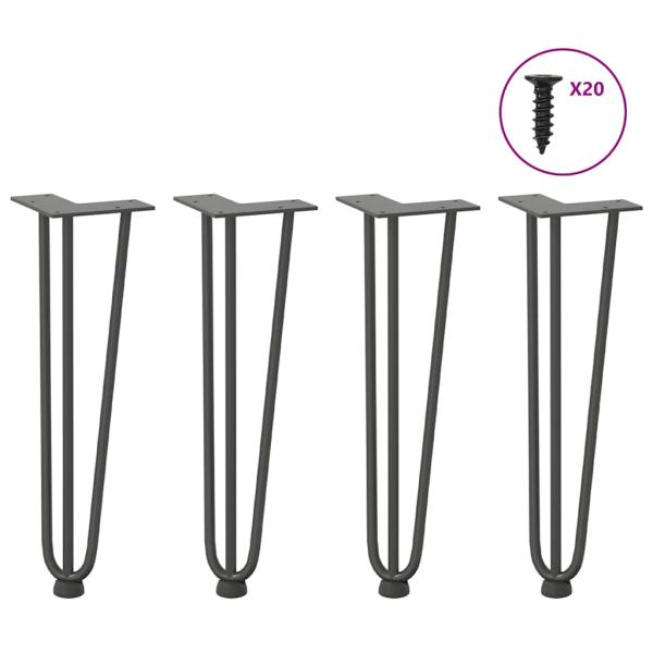 ARDEBO.de - Haarnadelbeine 4 Stk. Anthrazit 42 cm Massivstahl
