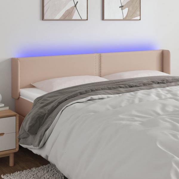 ARDEBO.de - LED Kopfteil Cappuccino-Braun 183x16x78/88 cm Kunstleder