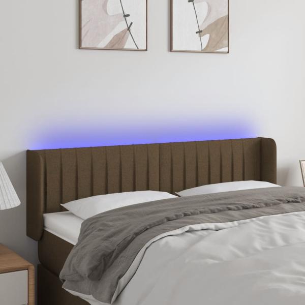 ARDEBO.de - LED Kopfteil Dunkelbraun 147x16x78/88 cm Stoff