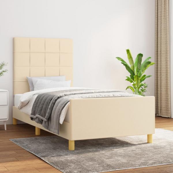 ARDEBO.de - Bettgestell mit Kopfteil Creme 80x200 cm Stoff