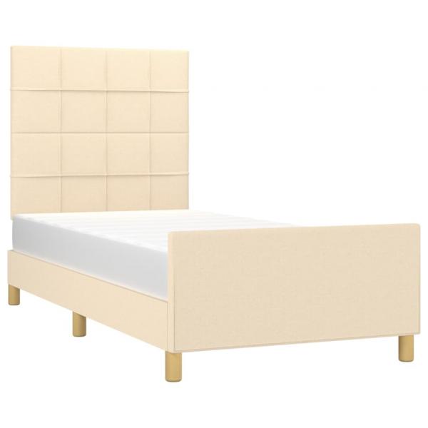 Bettgestell mit Kopfteil Creme 80x200 cm Stoff
