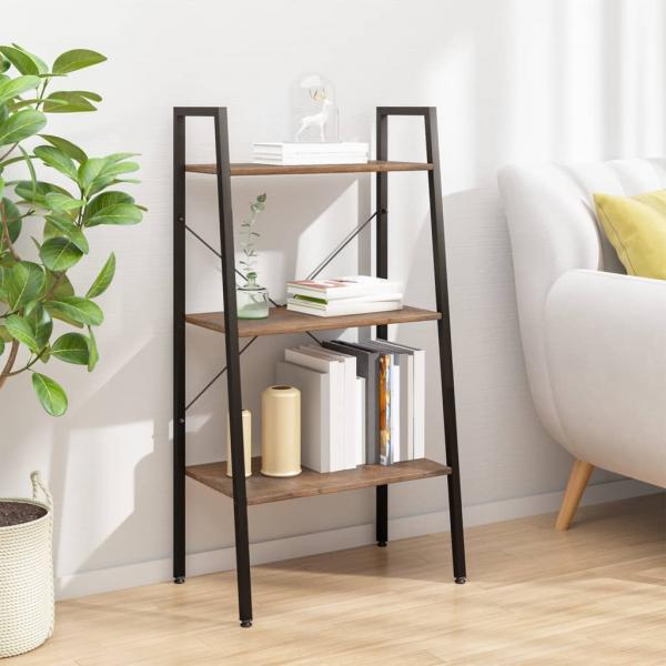 ARDEBO.de - Standregal mit 3 Böden Dunkelbraun und Schwarz 56x35x108 cm