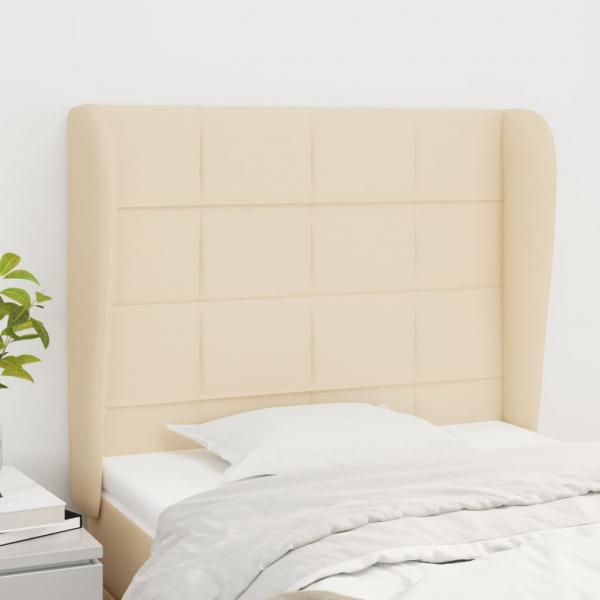 ARDEBO.de - Kopfteil mit Ohren Creme 83x23x118/128 cm Stoff