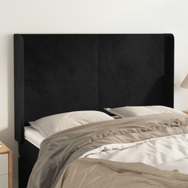 ARDEBO.de - Kopfteil mit Ohren Schwarz 147x16x118/128 cm Samt