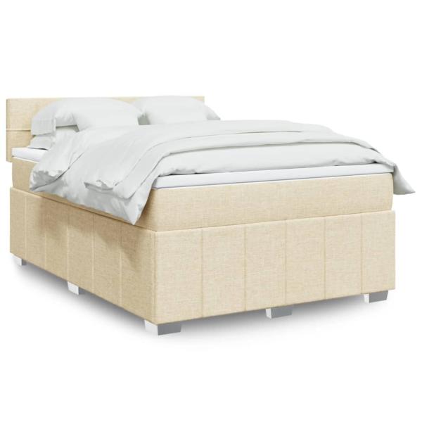 ARDEBO.de - Boxspringbett mit Matratze Creme 160x200 cm Stoff