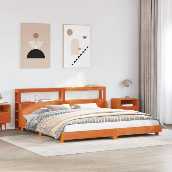 ARDEBO.de - Massivholzbett ohne Matratze Wachsbraun 200x200 Kiefernholz