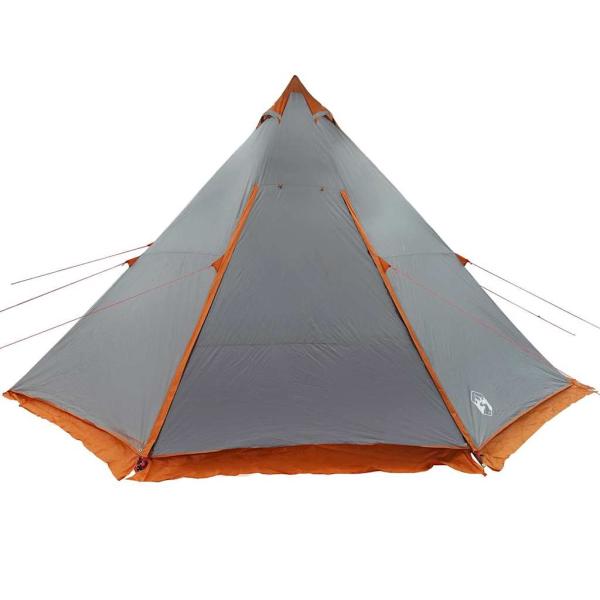Tipi-Familienzelt 6 Personen Grau und Orange Wasserdicht