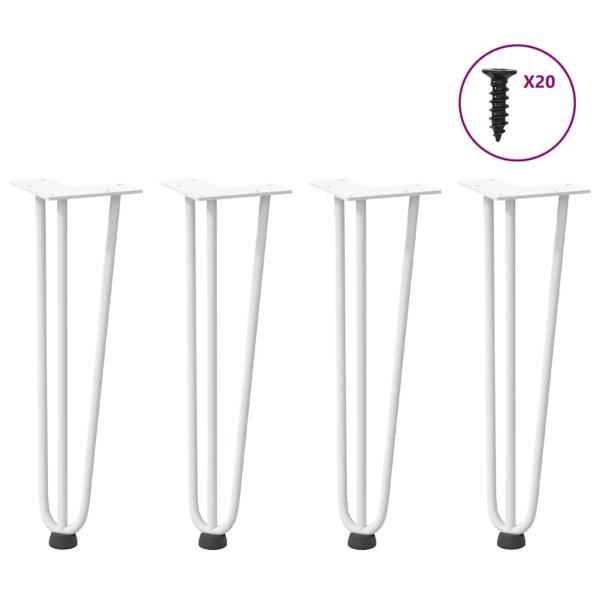 ARDEBO.de - Haarnadelbeine 4 Stk. Weiß 42 cm Massivstahl