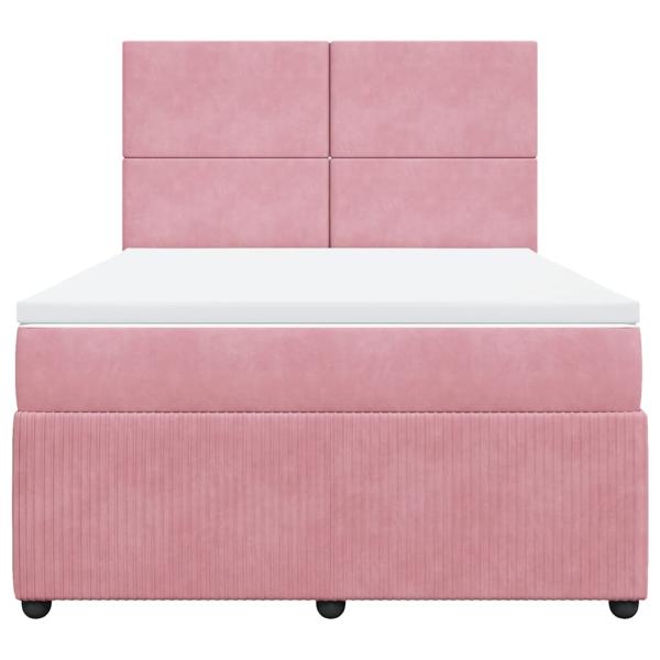 Boxspringbett mit Matratze Rosa 140x200 cm Samt