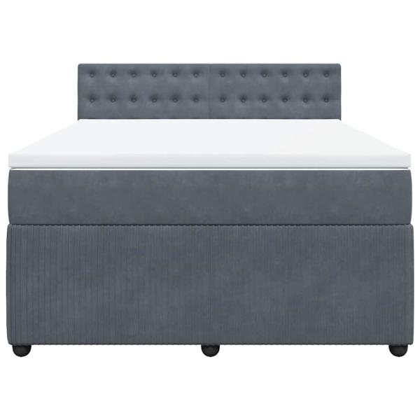 Boxspringbett mit Matratze Dunkelgrau 140x190 cm Samt