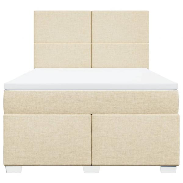 Boxspringbett mit Matratze Creme 160x200 cm Stoff