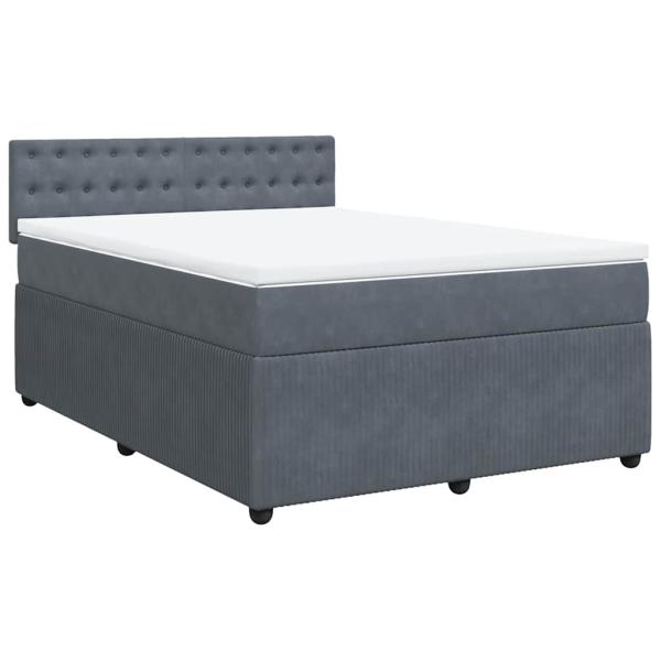 ARDEBO.de - Boxspringbett mit Matratze Dunkelgrau 140x190 cm Samt