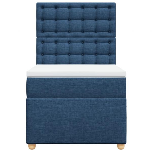 Boxspringbett mit Matratze Blau 90x190 cm Stoff