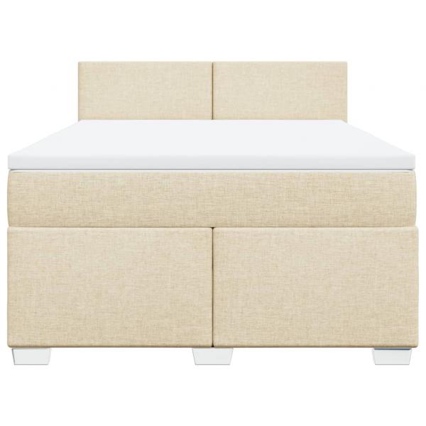 Boxspringbett mit Matratze Creme 160x200 cm Stoff
