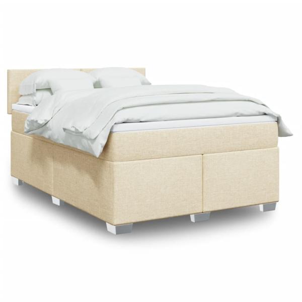 ARDEBO.de - Boxspringbett mit Matratze Creme 160x200 cm Stoff