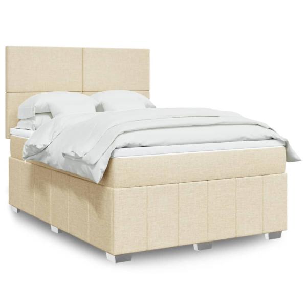 ARDEBO.de - Boxspringbett mit Matratze Creme 160x200 cm Stoff