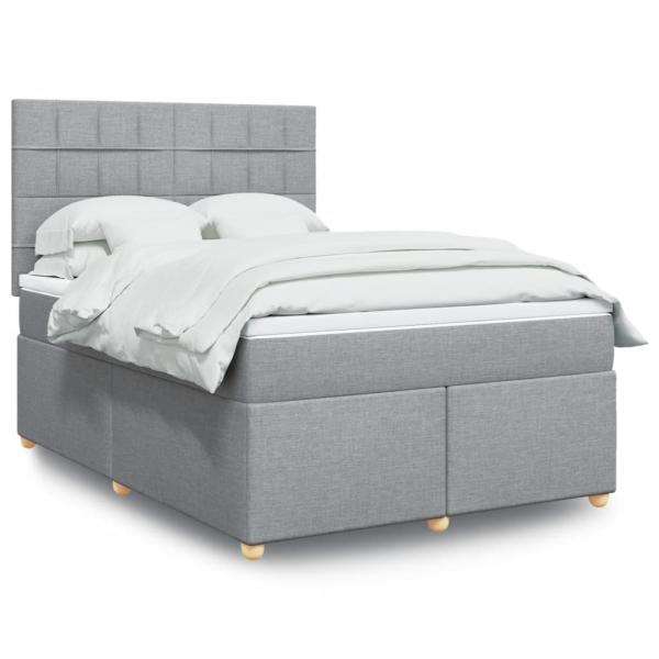 ARDEBO.de - Boxspringbett mit Matratze Hellgrau 140x190 cm Stoff