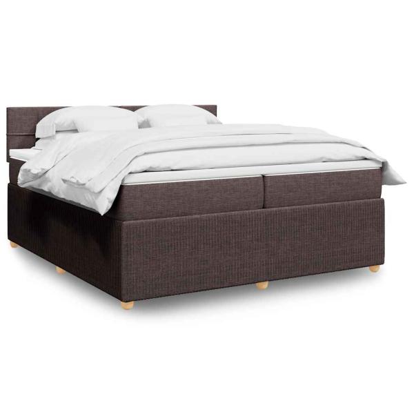 ARDEBO.de - Boxspringbett mit Matratze Dunkelbraun 200x200 cm Stoff