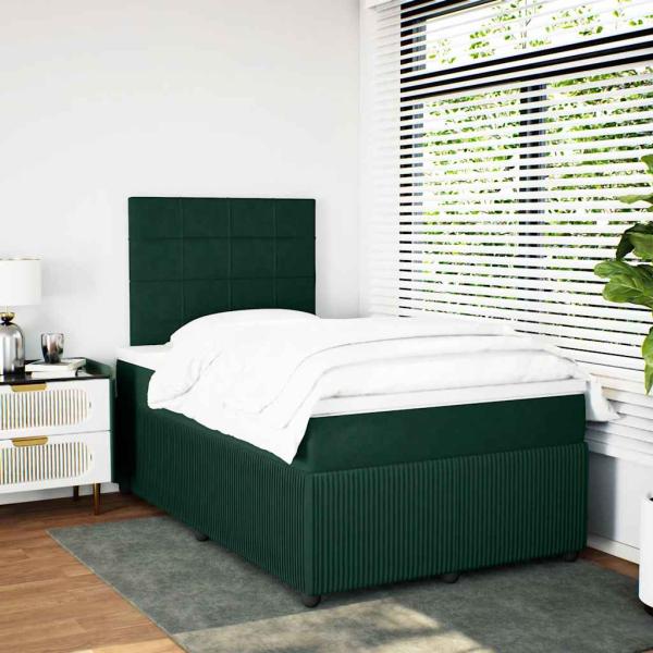 Boxspringbett mit Matratze Dunkelgrün 120x190 cm Samt