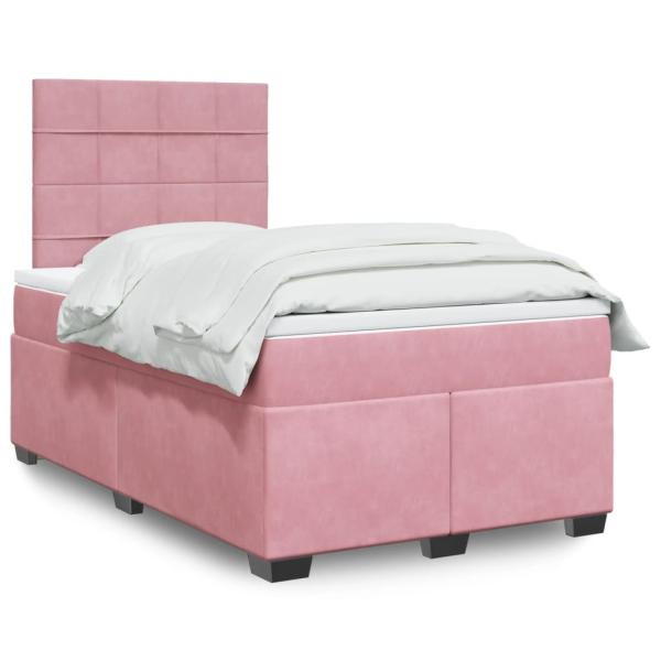 ARDEBO.de - Boxspringbett mit Matratze Rosa 120x190 cm Samt