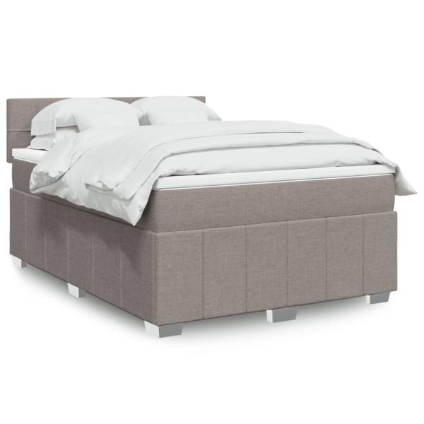 ARDEBO.de - Boxspringbett mit Matratze Taupe 140x190 cm Stoff