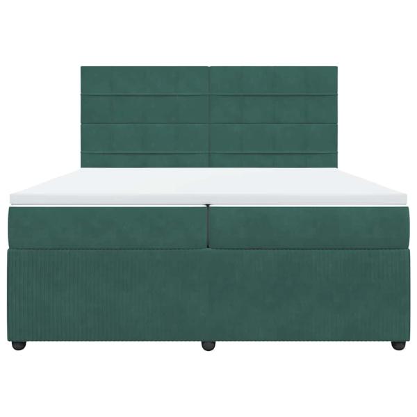Boxspringbett mit Matratze Dunkelgrün 200x200 cm Samt