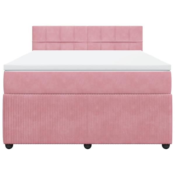 Boxspringbett mit Matratze Rosa 140x190 cm Samt