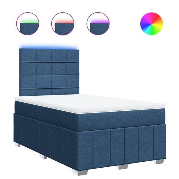 ARDEBO.de - Boxspringbett mit Matratze Blau 120x200 cm Stoff