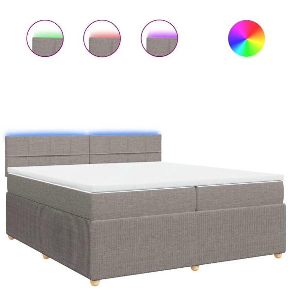 ARDEBO.de - Boxspringbett mit Matratze Taupe 200x200 cm Stoff