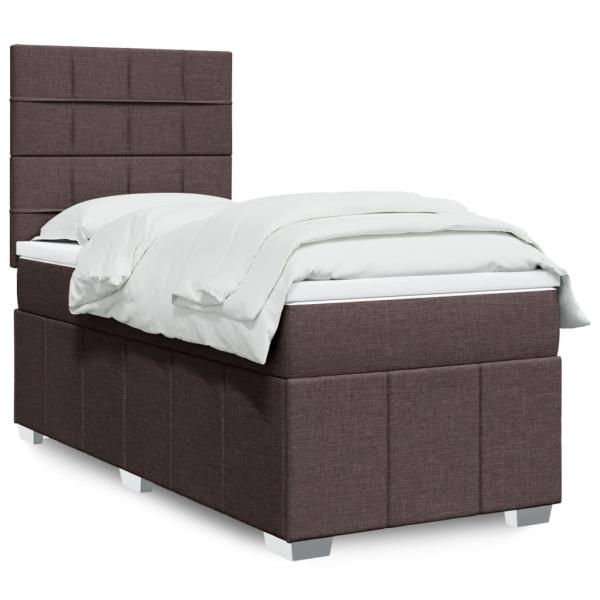 ARDEBO.de - Boxspringbett mit Matratze Dunkelbraun 100x200 cm Stoff