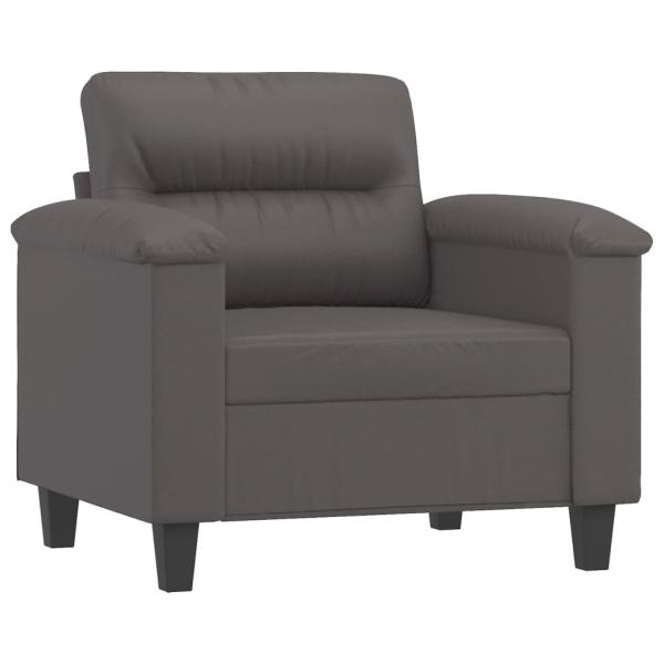 Sessel mit Hocker Grau 60 cm Kunstleder