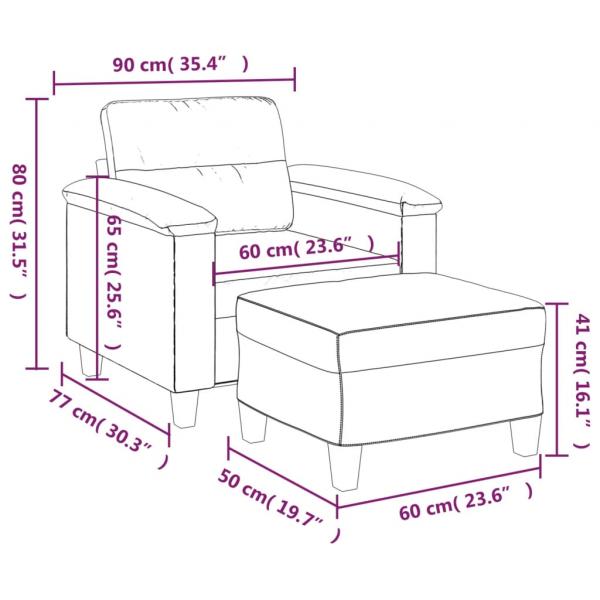 Sessel mit Hocker Grau 60 cm Kunstleder