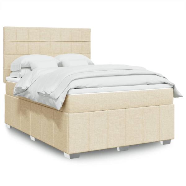 ARDEBO.de - Boxspringbett mit Matratze Creme 160x200 cm Stoff