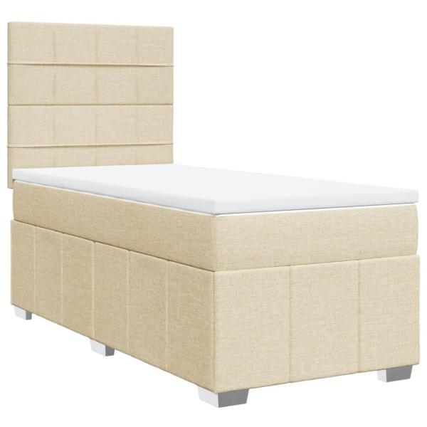 ARDEBO.de - Boxspringbett mit Matratze Creme 100x200 cm Stoff