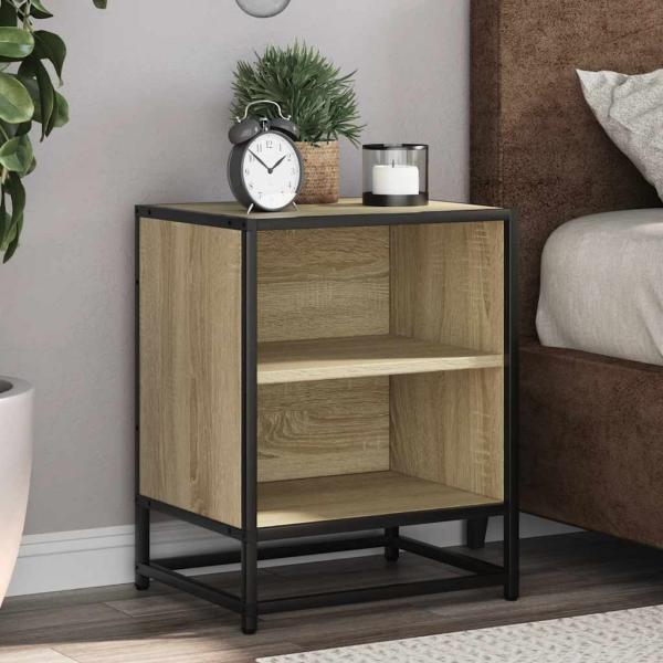 ARDEBO.de - Nachttische 2 Stk. Sonoma-Eiche 40x31x50cm Holzwerkstoff Metall