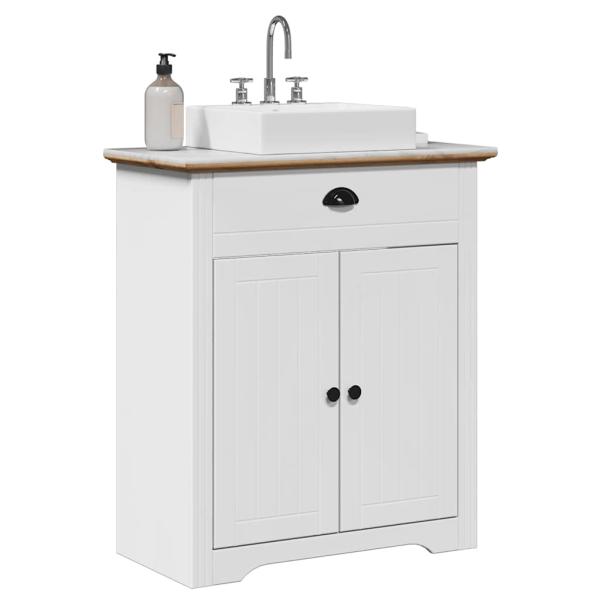 ARDEBO.de - Waschbeckenunterschrank BODO Weiß und Braun 70x35x80 cm