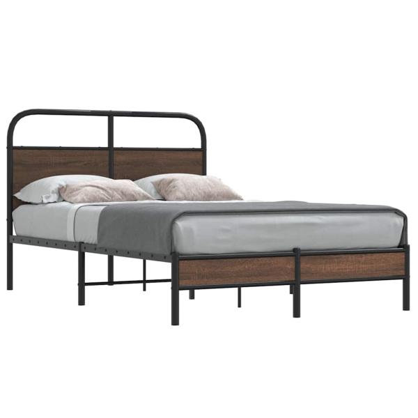 ARDEBO.de - Bettgestell ohne Matratze 135x190 cm Braun Eichen-Optik