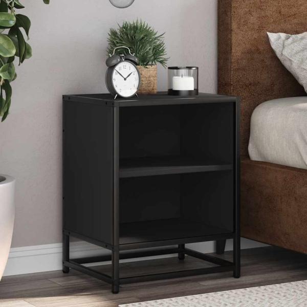 ARDEBO.de - Nachttisch Schwarz 40x31x50 cm Holzwerkstoff und Metall