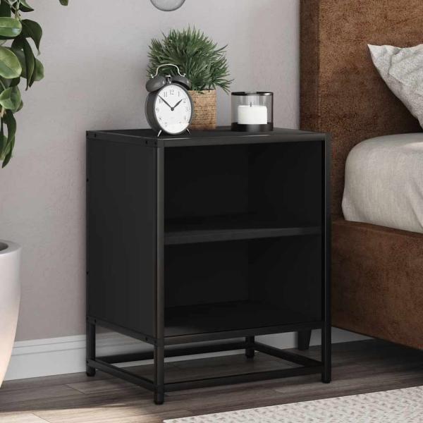 Nachttisch Schwarz 40x31x50 cm Holzwerkstoff und Metall