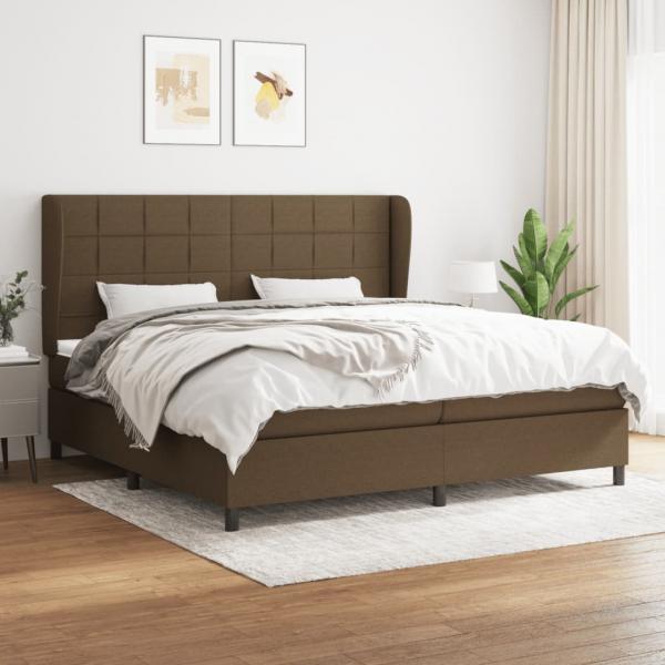ARDEBO.de - Boxspringbett mit Matratze Dunkelbraun 200x200 cm Stoff